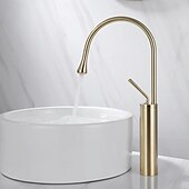 tanie Baterie łazienkowe-Bateria do umywalki łazienkowej - Wodospad Galwanizowany Umieszczona centralnie Jeden uchwyt Jeden otwórBath Taps