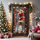 abordables Couvre-portes de Noël-bannière de noël décorations de porte de Noël, couvertures de porte, échelle de Père Noël, tapisserie de porte, , décoration, toile de fond, bannière de porte pour porte d&#039;entrée
