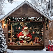 tanie Osłony drzwi garażowych na Boże Narodzenie-Boże Narodzenie na zewnątrz garaż drzwi pokrywa xmas baner święty mikołaj centrum handlowe duże tło świąteczne dekoracja na święta zewnętrzne garaż drzwi dekoracje ścienne domu
