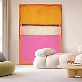 abordables Peintures natures mortes-peinture à l&#039;huile abstraite jaune peinte à la main, peinture murale moderne abstraite jaune et rose, peinture abstraite faite à la main, décoration de la maison, peinture sur toile