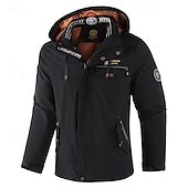 cheap Sport Jacket-Men's Winter Coat Winter Jacket Sport Coat Hiking Jacket Outdoor Camping &amp; Hiking Waterproof Windbreaker Zipper Pocket Fall Winter Solid Color Fashion Streetwear Hooded Regular Black White Navy Blue