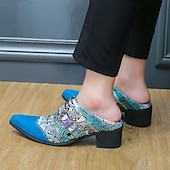 baratos Semi-formal-Sapatos oxford masculinos com salto alto e fivela psicodélica e biqueira de camurça – calçados formais estilo retrô para festas e eventos especiais