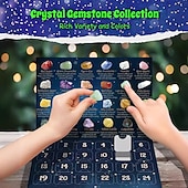 ieftine rechizite de petrecere-1 bucată calendar de advent cu pietre prețioase de Crăciun, 24 de pietre prețioase de cristal naturale, pietre prețioase de deschis în fiecare zi pentru colecția de învățare, calendar de advent de