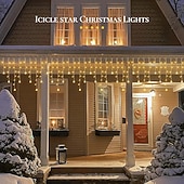 abordables Lumières d&#039;Halloween-Guirlande lumineuse pour rideaux d&#039;Halloween, 36 guirlandes lumineuses suspendues en forme de glaçons, 5 m, 216 LED, 8 modes d&#039;éclairage, pour Noël, mariage, fête, vacances, fenêtre, maison, mur,