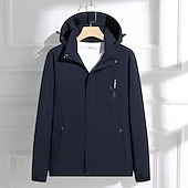 cheap Fleece &amp; 3 in 1 Jackets-Men&#039;s Hoodie Jacket Outdoor Jacket Hiking Jacket Winter Outdoor Waterproof Breathable Soft Detachable Cap Jacket Full Length Visible Zipper Fishing Climbing Beach Dark Brown Dark Grey Navy Black Ivory