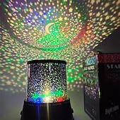 billige Projektorlys og laserprojektor-stjernehimmel projeksjonslampe led fargerik nattlys atmosfære romantisk kreativ gave knapp type tørr batteri type batteri levering inkluderer ikke