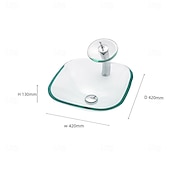 cheap Vessel Sinks-Bathroom Artistic Glass Vessel Sink with Waterfall Basin Faucet and Pop-up Drain Bathroom Sinks Above Counter Vanity Countertop Sink Bowl
