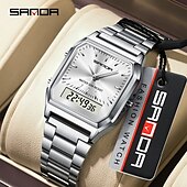 cheap Digital Watches-SANDA Men Digital Watch Fashion Casual Wristwatch Stopwatch Alarm Clock Date Week Waterproof Steel Watch
