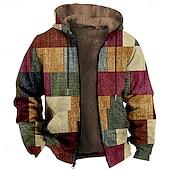 economico felpe 3d da uomo-Per uomo A quadri Vello Felpa con cappuccio Felpe Felpa con cappuccio Manica lunga Felpa con cappuccio Con cappuccio Di tendenza Stampa 3D Feste Abbigliamento di strada Rosso A cordoncino Autunno