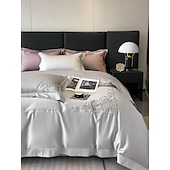 economico Collezione d&#039;elite-Set copripiumino da 4 pezzi, 100% cotone biologico, tessuto morbido e traspirante, include copripiumino e federe per un sonno confortevole.