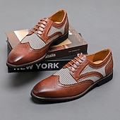 Недорогие Броги-мужские коричневые оксфорды из искусственной кожи с узором «гусиная лапка» и деталями в стиле «брог» — классические туфли для деловых встреч и свадеб