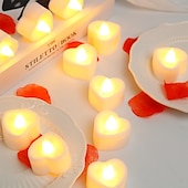 olcso Gyertyafények-led elektronikus gyertya fény szív alakú valentin-napi ajánlat buli romantikus dekoráció kellékek karácsonyi halloween ünnepi parti lakberendezés 12/24db