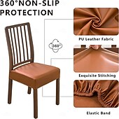 cheap Chair Cover-Waterproof PU Leather Seat Covers for Dining Room Stool Chair Cover Geometric Printed Polyester Slipcovers