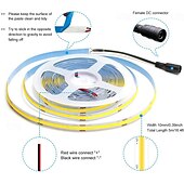 economico Strisce luminose a spina-zdm nuova dimmerazione continua 16,4 piedi 5 m striscia luminosa a led cob cri 80 60w corda luminosa a led luce flessibile adatta per illuminazione di fascia alta dc12v dc24v