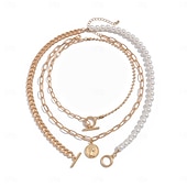 abordables Collares-Gargantillas Perla Artificial Mujer Elegante Sencillo Multi capa Boda Irregular Gargantillas Para Boda Fiesta Calle