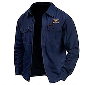 voordelige westernhemden voor heren-Voor heren Koe afdrukken Werkhemden Westers overhemd Cargoshirt Lange mouw Casual Tactisch Sport &amp; Outdoor Uitgaan Winter Lente &amp; Herfst Strijkijzer Afdrukken Leger Groen blauw Khaki