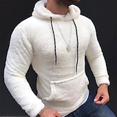 voordelige fleece sweatshirts-Voor heren Trui met capuchon Fleece hoodie Zwart Wit Leger Groen Khaki Grijs Capuchon Effen Zak Sport &amp; Outdoor Dagelijks Feestdagen Streetwear Basic Casual Herfst winter Kleding Hoodies Sweatshirts