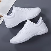 preiswerte Tanz-Sneaker-Tanz-Sneakers aus weißem Kunstleder für Damen, Herren und Kinder, leichte Schnürschuhe mit rutschfester Sohle, perfekt für Jazz, Hip-Hop und Gesellschaftstanz