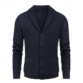 preiswerte Herren Strickjacke-Herren Strickjacke Kleid Pullover Strickpullover Gerippt Stricken Standard Knopf hoch Seitentaschen Feste Farbe Kargen Modisch Klassisch Freizeitskleidung Verabredung Bekleidung Herbst Winter