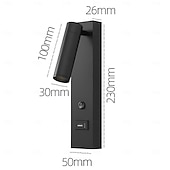 cheap Indoor Wall Lights-LED Wall Sconce with USB Charging Port Wall Mounted Reading Lamp Bedside Button Switch Wall Lighting Indoor Wall Lights