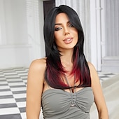 economico Parrucche trendy sintetiche-Parrucche sintetiche Uniformi Costumi di carriera Da principessa Liscio Kinky liscia Parte di mezzo Taglio scalato A macchina Parrucca 20 pollici Nero - rosso Capelli sintetici Per donna Cosplay