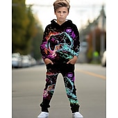cheap Boy&#039;s 3D Sports &amp; Game-Boys 3D Graphic Game Hoodie &amp; Sweatpants Set Sports Suit Tracksuits Long Sleeve Spring Fall Daily Basic Casual Kids 4-12 Years Hooded Outdoor Vacation Sports Tailored Fit