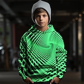 billiga Pojkens 3D Vision &amp; Geometri-Pojkar 3D Grafisk Geometrisk Huvtröja Långärmad Vår Höst Mode Streetwear Barn 4-12 år Huva Utomhus Ledigt Dagligen Normal