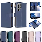 Недорогие Чехлы для Samsung-Чехол для A73 A53 A33 A71 A13 A51 S25 Ultra с подставкой молнией и ремешком на запястье ретро TPU PU кожа