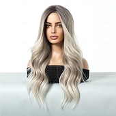 economico Parrucche trendy sintetiche-Parrucche sintetiche Uniformi Costumi di carriera Da principessa Riccio Ondulato Parte di mezzo Taglio scalato A macchina Parrucca 26 pollici Nero e Oro Capelli sintetici Per donna Cosplay Feste Di
