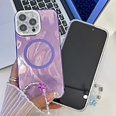 cheap iPhone Cases-Phone Case For iPhone 16 Pro Max Plus iPhone 16 Pro Max iPhone 15 iPhone 15 Pro Max iPhone 14 Pro Max iPhone 13 Pro Max Back Cover Magnetic Support Wireless Charging with Wrist Strap Retro Plating