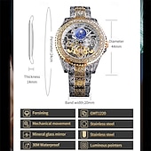 abordables Relojes mecánicos-FORSINING Hombre Relojes Mecánico Retro Antiguo Lujo Esfera Grande Moda Calavera Cuerda Automática Pantalla de fase lunar Luminoso Correa de acero inoxidable Reloj