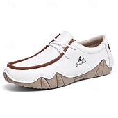 cheap Men&#039;s Slip-ons &amp; Loafers-Men&#039;s Green Casual Faux Leather Loafers with Brown Accents and Hand-Stitched Detailing – Lightweight Slip-On Moccasin Shoes for Outdoor and Everyday Wear