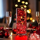 economico Striscie luci a batteria-luci a corda in filo di rame impermeabile da 1 m a 10 m alimentate a batteria per luci decorative per interni ed esterni non conduttive per Natale, Halloween, matrimoni, festival