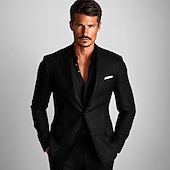 billige Herre Klassiske Blazere-menns yttertøy blazer jakke sport kåpe formell bryllup gjest svart uformell daglig mote avslappet alle årstider polyester bomull blanding ensfarget enkel enkeltspent blazer