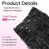 abordables Clip dans les extensions-Bouclé Clips Cheveux Synthétiques Longue Extension des cheveux A Clipser 4 pièces Résistant à la chaleur Femme