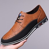 baratos Semi-formal-sapatos oxford masculinos de couro sintético bicolor – design com cadarço e detalhes brogue, elegantes e confortáveis para ocasiões casuais e formais
