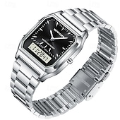 cheap Digital Watches-SANDA Men Digital Watch Fashion Casual Wristwatch Stopwatch Alarm Clock Date Week Waterproof Steel Watch