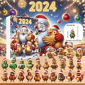 cheap Tree Accessories-Christmas Advent Calendar Ornaments,2D Acrylic Cute Chicken Baby 24pcs Christmas Ornament Kit Gift 24 Days Countdown Mini Hanging Tree Xmas Ornaments for Christmas Party Decorations