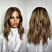voordelige Pruiken van echt haar, met kanten voorzijde-Remy mensenhaar 4x13 Sluiting Pruik Korte bob Braziliaans haar Golvend Meerkleurig Pruik 130% 150% Haardichtheid Haar met highlights / balayage Natuurlijke haarlijn 100% Maagd lijmloze Pre-geplukt