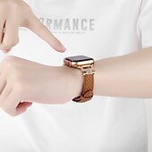 billiga Apple Watch-band-Läderband Kompatibel med Apple Watch klockband 38mm 40mm 41mm 42mm 44mm 45mm 49mm Elastisk Bling Diamond Fjärilsspänne Äkta Läder Strass Ersättningsurband för iwatch Ultra 2 Series 9 8 7 SE 6 5 4 3 2