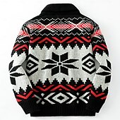 preiswerte Herren Strickjacke-Herren Jacquard-Pullover Strickjacke Kurzer Pullover Strickpullover Gerippt Gehäkelt Stricken Standard Strick Jacquard Schneeflocke Schalrevers Modisch Klassisch Freizeitskleidung Verabredung