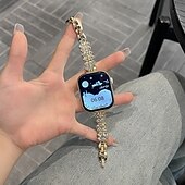 baratos Pulseiras de Apple Watch-Pulseira de joias Compatível com Pulseira Apple Watch 38mm 40mm 41mm 42mm 44mm 45mm 49mm Bling Diamond Ajustável Respirável Lega pulseira de substituição para iwatch Ultra 2 Series 9 8 7 SE 6 5 4 3 2