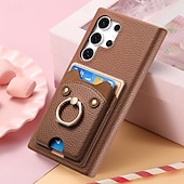 cheap Samsung Cases-Phone Case For Samsung Galaxy S24 S23 S22 S21 Ultra Plus A55 A35 A25 A15 5G A55 5G A14 A34 A54 S20 Plus S20 Ultra A53 A33 A23 A13 A33 Back Cover Ring Holder Card Slot Shockproof Retro PC PU Leather