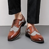 Недорогие Броги-мужские коричневые оксфорды из искусственной кожи с узором «гусиная лапка» и деталями в стиле «брог» — классические туфли для деловых встреч и свадеб