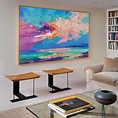 abordables Peintures paysages-peinture à l&#039;huile 3D faite à la main sur l&#039;océan art mural fait à la main peinture à l&#039;huile sur toile de vagues de mer peintes à la main peinture abstraite texturée 3D paysage de plage peinture à