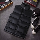abordables Gilets-Homme Gilet matelassé Gilet Vacances du quotidien Rendez-vous Mode Décontractées Automne hiver Poche Polyester Chaud Confortable Plein fermeture Éclair Mao Standard Noir Blanche Rouge Bleu Gilet