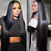 olcso Valódi hajból készült, rögzíthető homlokparókák-naomi campbell ihlette parókák csipke első paróka emberi haj 13x6 egyenes átlátszó csipke első paróka női emberi hajhoz