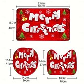 halpa Christmas Bath-3 kpl joulukylpymatot ja -mattosarjat joulun liukumaton vettä imevä kylpymatto, wc-istuimen/kannen kansi, u-muotoinen wc-matto, kodin ovimatot karhun jalanjäljet