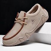 cheap Men&#039;s Slip-ons &amp; Loafers-Men&#039;s Green Casual Faux Leather Loafers with Brown Accents and Hand-Stitched Detailing – Lightweight Slip-On Moccasin Shoes for Outdoor and Everyday Wear