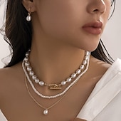 abordables Collares-Gargantillas Perla Artificial Mujer Elegante Sencillo Multi capa Boda Irregular Gargantillas Para Boda Fiesta Calle